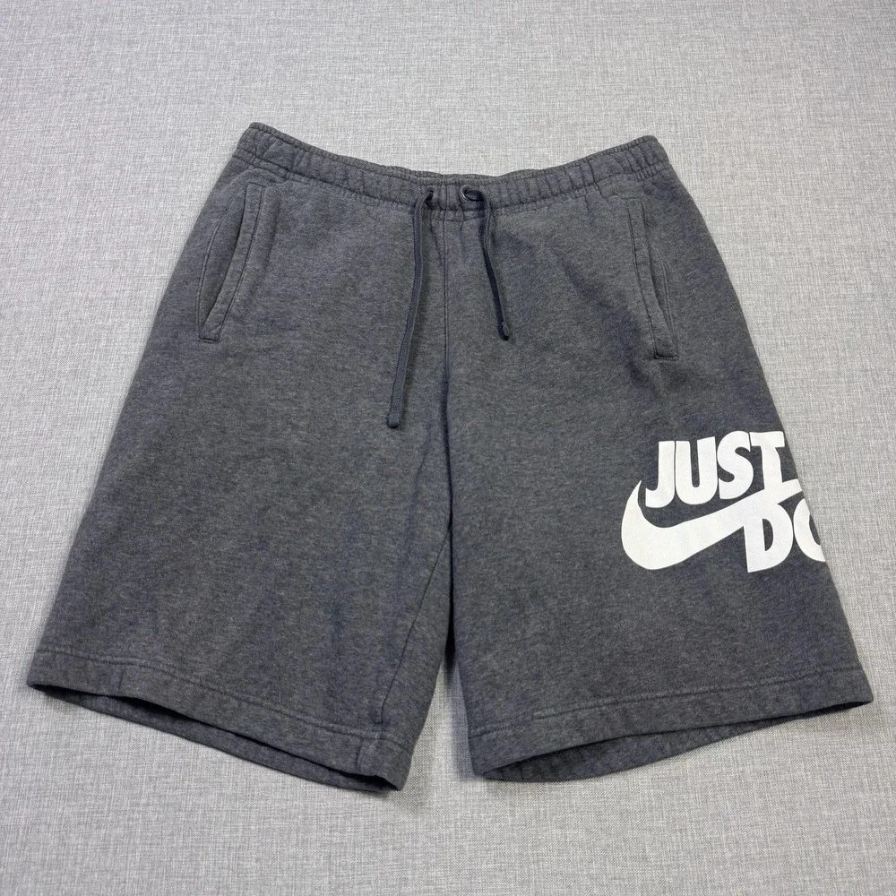 Nike Fleece Sweat Shorts Mens Medium Gray Athletic Drawstring 10